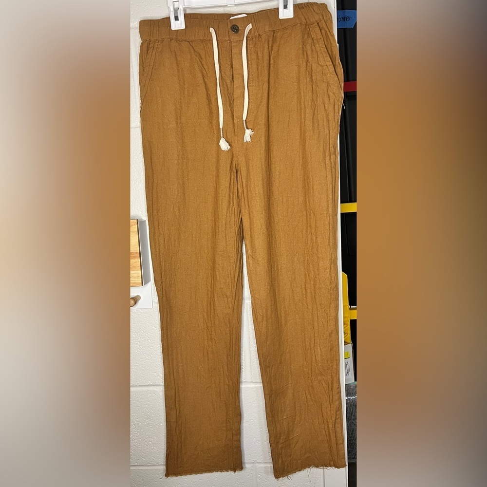 O’Neill Linen Blend Drawstring Pants Size Medium Burnt Orange - Picture 1 of 5